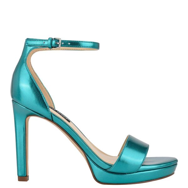 Nine West Edyn Ankle Strap Turquoise Heeled Sandals | South Africa 59K86-3D91